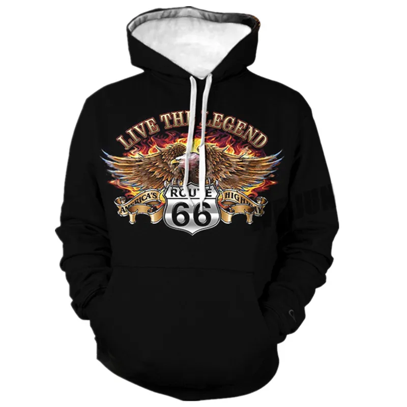 2021 зимние модные толстовки с 3D принтом США Route 66 мужские/женские толстовка