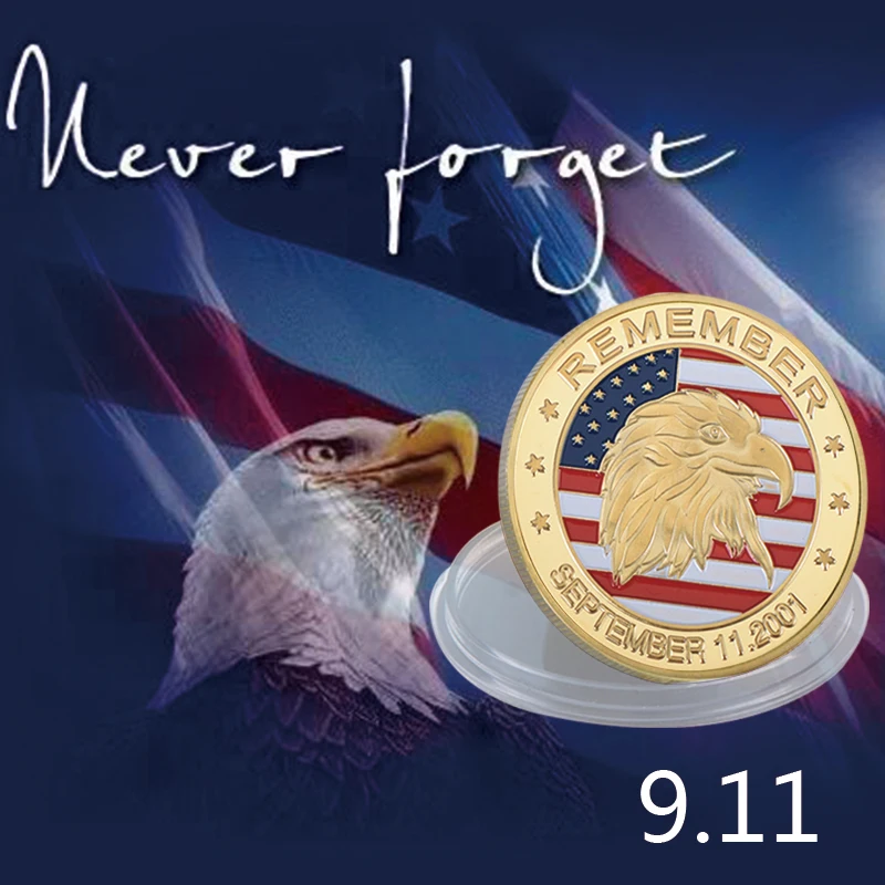 WR США 11 сентября позолоченная памятная монета Орел вызов металлическая для