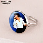 FIMAODZ кольцо Майкла известная музыка ПЕВЕЦ звезда искусство картина модные стеклянные круглые металлические кольца поклонники ювелирные изделия