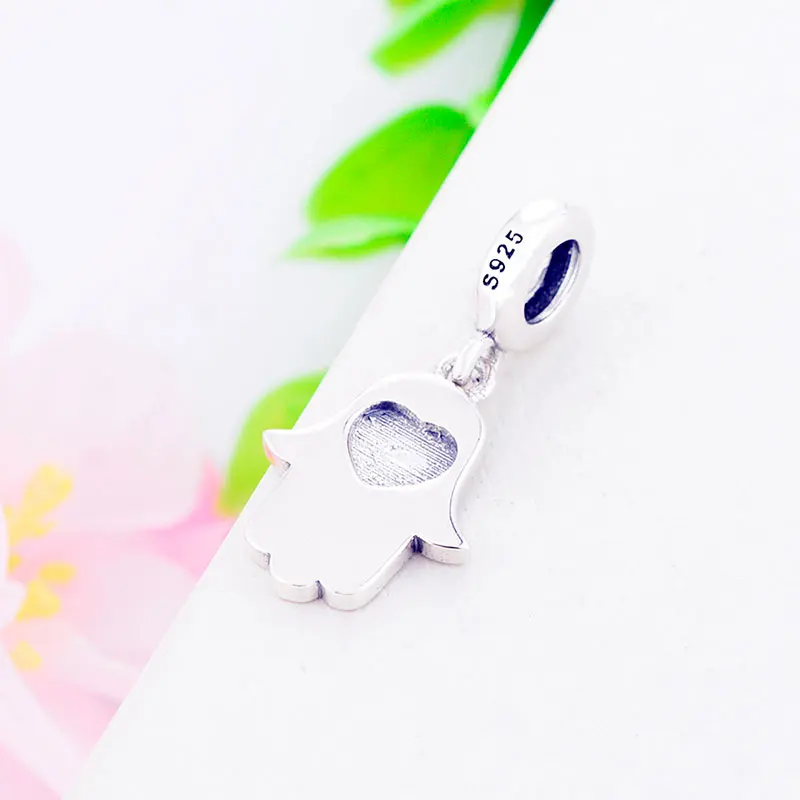 100% серебряная подвеска с красной эмалью Рука Хамса в виде любовной бусины