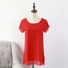 2020 новая женская шифоновая блузка летняя однотонная блуза с коротким рукавом простая повседневная одежда с О-образным вырезом, женские свободные топы размера плюс 6XL