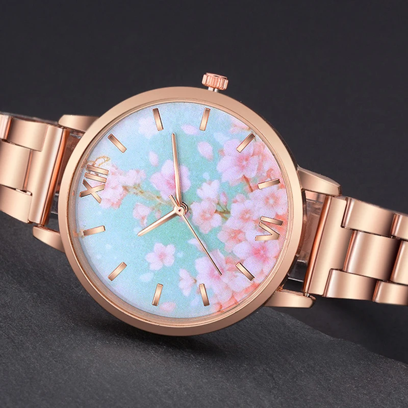 Часы наручные женские кварцевые Модные Роскошные Аналоговые золотистые розовое