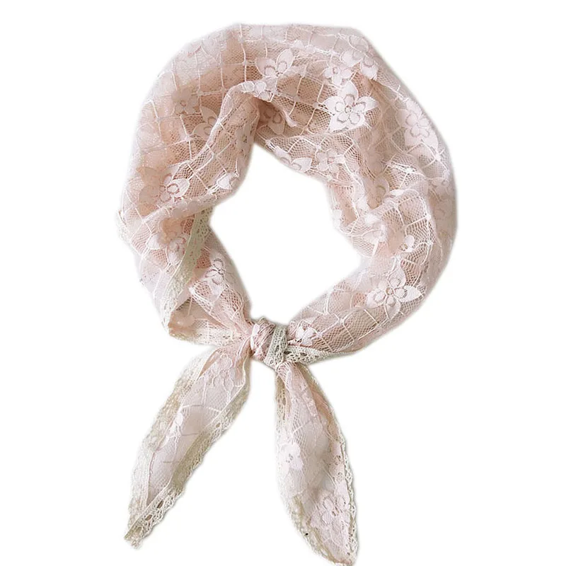 

Lace Plaid Black Triangle Scarf Female Spring Summer Fashion Breathable Korean Style Hollow Shirt With Ruffle Small Shawl E87