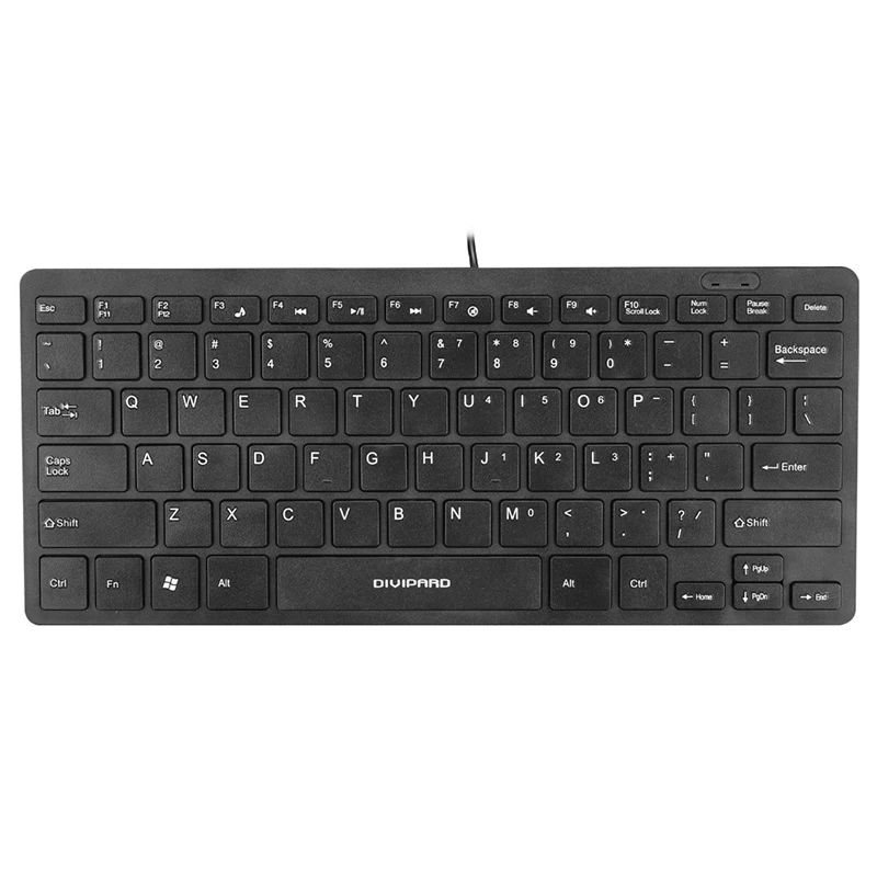 USB Проводная русская клавиатура черная мультимедийная 78 клавиш низкий уровень