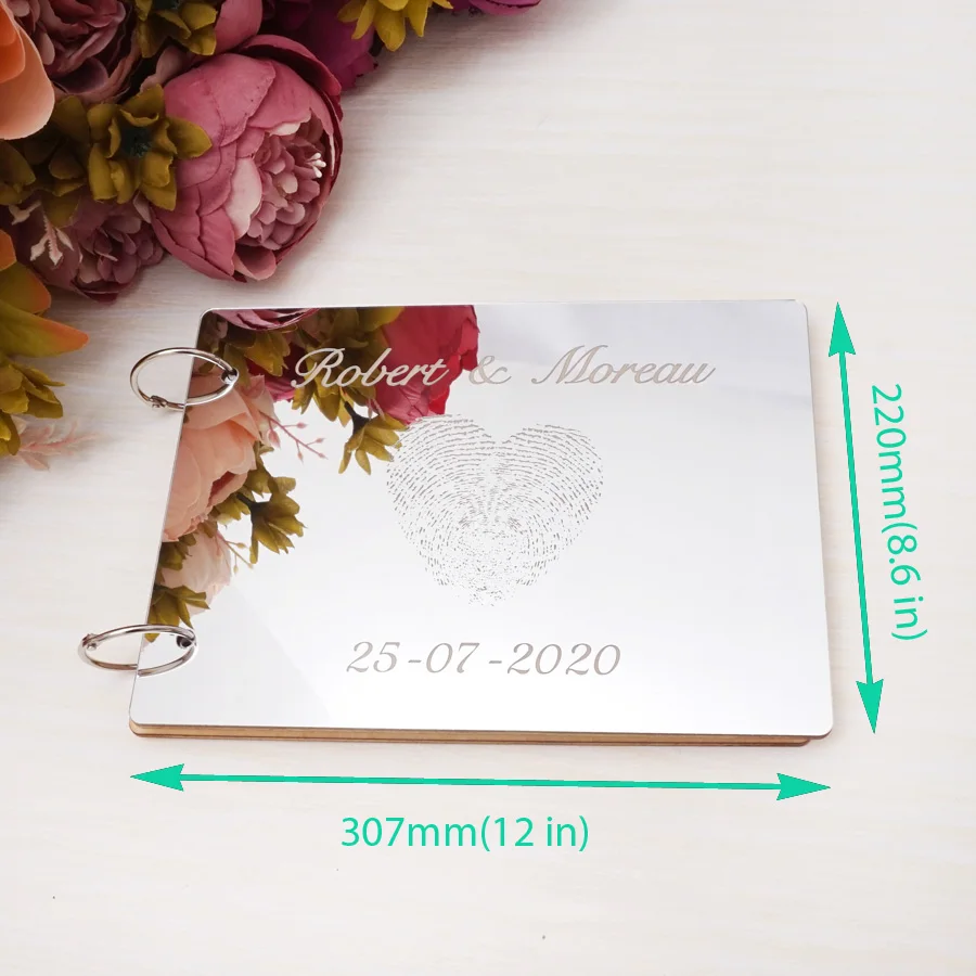 А4 Персонализированная Свадебная зеркальная подпись гость книга сердце палец