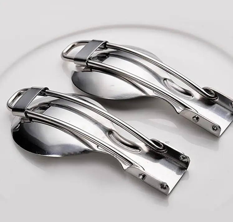 Günstig 200 Stücke Neue Outdoor Camping Wandern Edelstahl Metall Gabel Löffel Geschirr Cookout Picknick Faltbare Folding Spork Großhandel