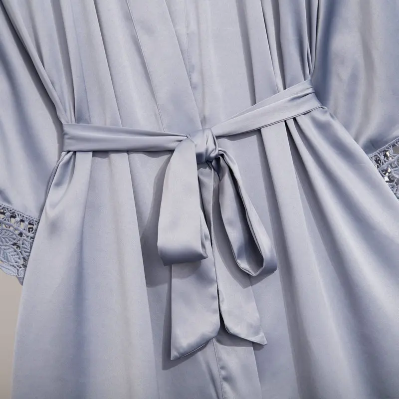 Матовый сатиновый кружевной банный халат большого размера платье для невесты