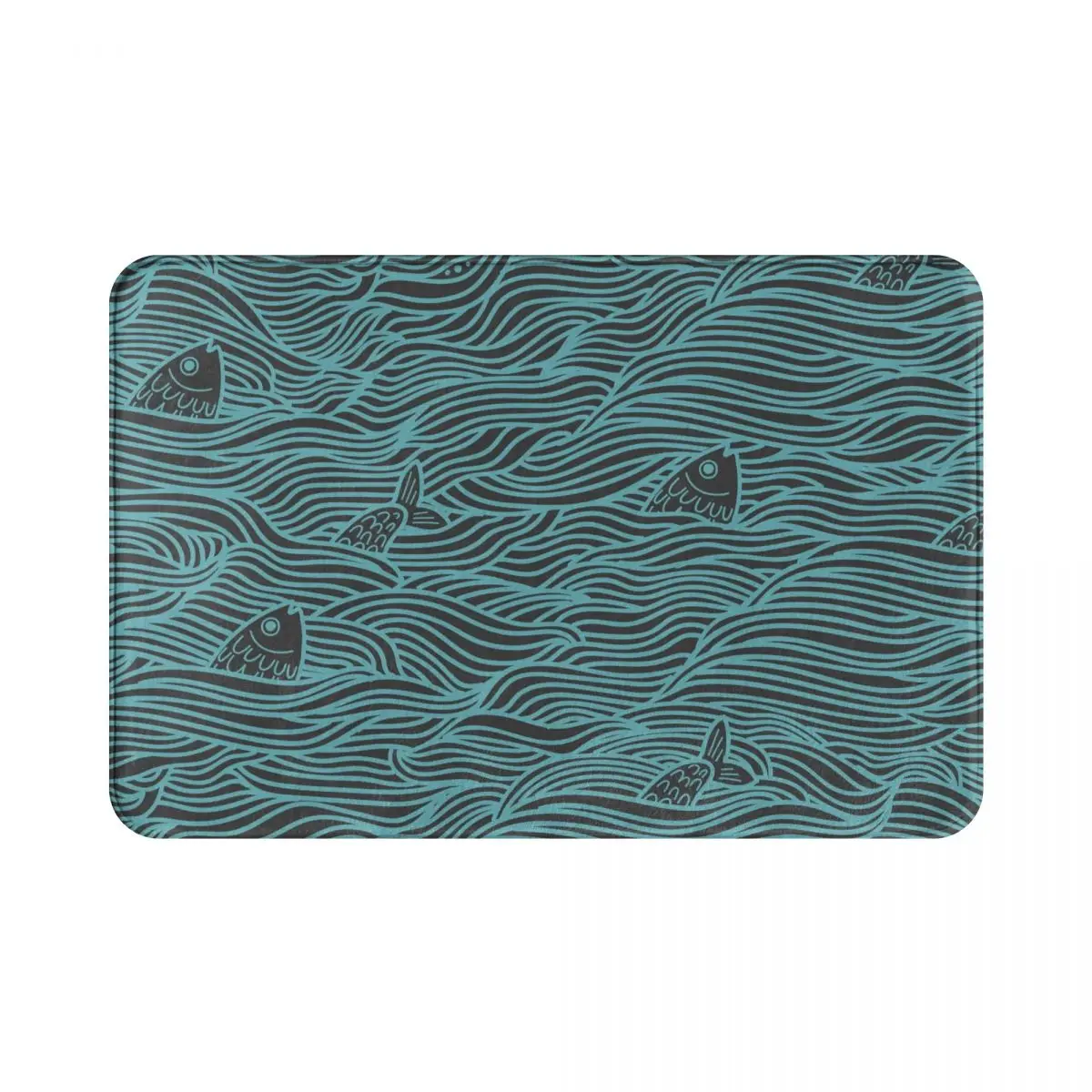 

Нескользящий напольный коврик с морской рыбой, волнистый синий коврик с узором для комнаты, коврик для входной двери, коврик для ванной, ков...