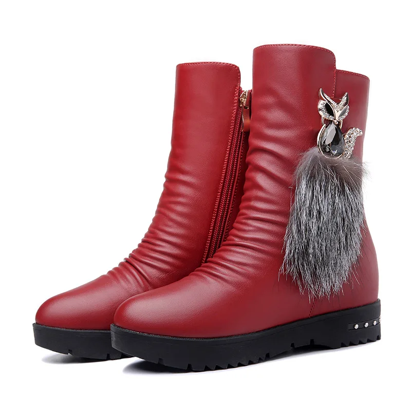 

Shoes Woman MOOLECOLE New Fashion Women Winter Boots Short Plush Warm Women Shoes Height Inreasing 3 CM Women Boots 2-6d650