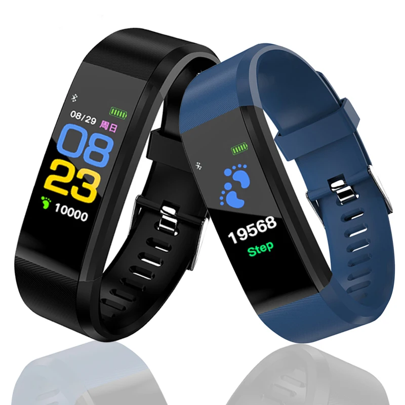 

115 Plus Smart Bracelet Wristband Blood Pressure Smart Watch With Strap Fitness Heart Rate Monitor 115Plus Tracker Smartwatch