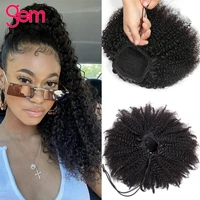 afro kinky curly ponytail human hair drawstring remy amalaysian hair extensions pony tail for women gem hair piece clip in hair