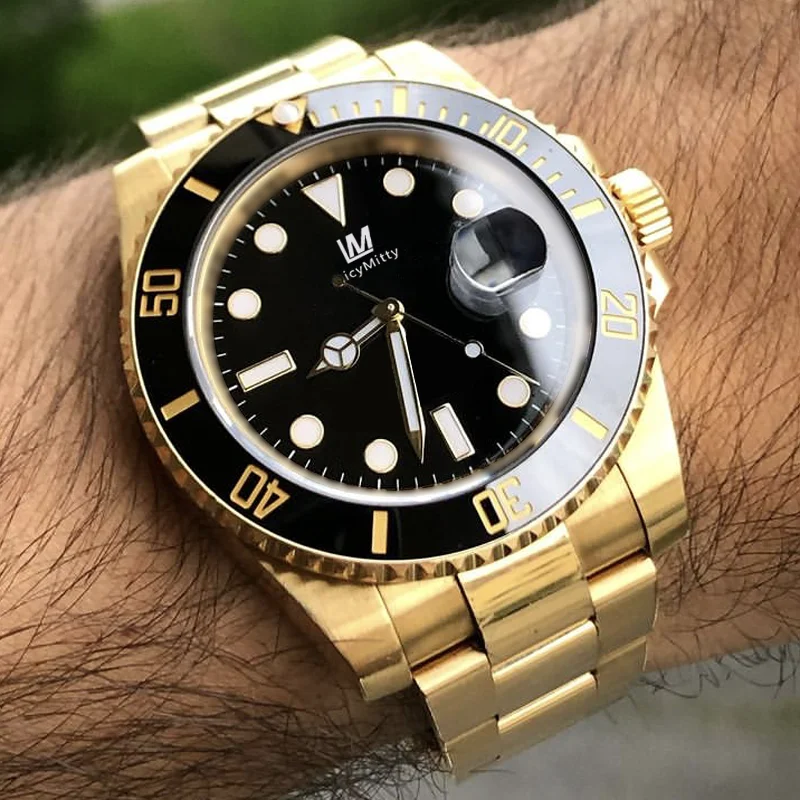 

Classic Luxury Mechanical Date Mens Watch Luminious Waterproof Ceramic Automatic Glide Lock Men Watches Diving Wristwatch
