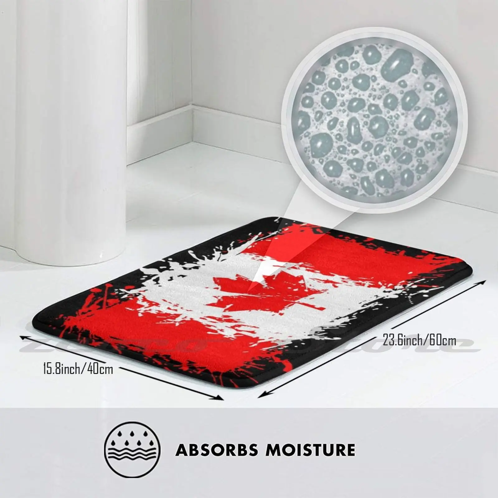 Мягкий коврик с канадским флагом Противоскользящий для двери поглощением воды