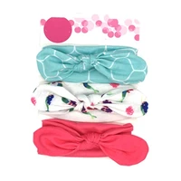 t5ec 3 pieces pretty baby girls cotton hair bows headbands elastic cute hair band hair accessories for kids toddlers infants