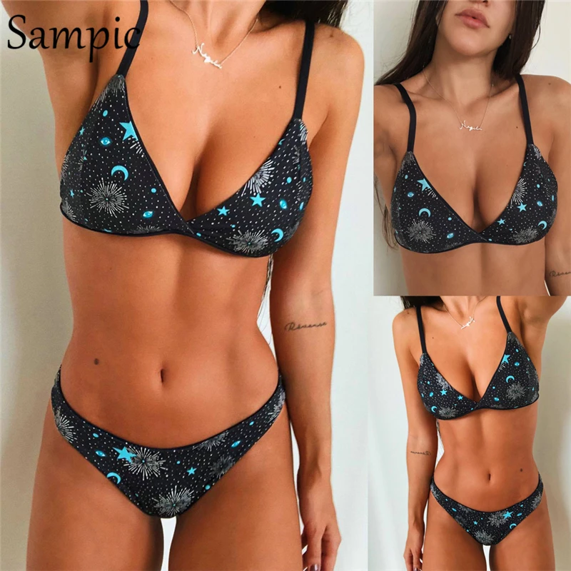 Пикантный комплект бикини Sampic Monokin с принтом купальник из двух частей женский