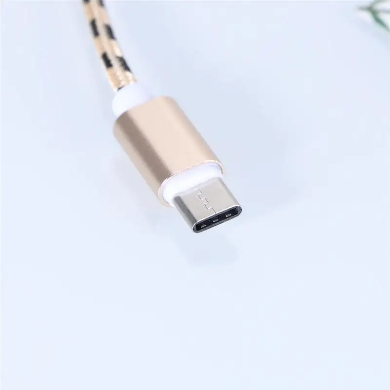 

Type-C USB Cable Nylon Braided Mobile Phone Charging Cable Fast Charging Cord Data Sync Charger Cable (Golden, 2m)