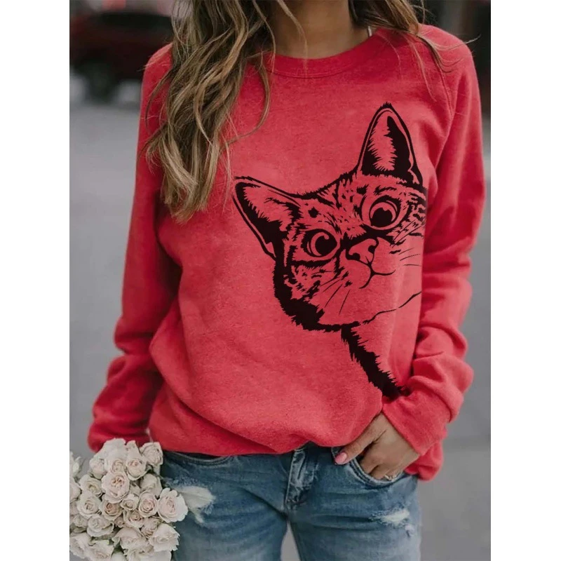

Autumn Winter Designer Cat Print Knitted Sweaters Casual High Quality Runway Pullovers Women Long Sleeve Harajuku Sweet Jumper