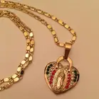 Кулон из разноцветного циркония с сердцем нашей леди Гуадалупе, женское ожерелье, ювелирные изделия в подарок