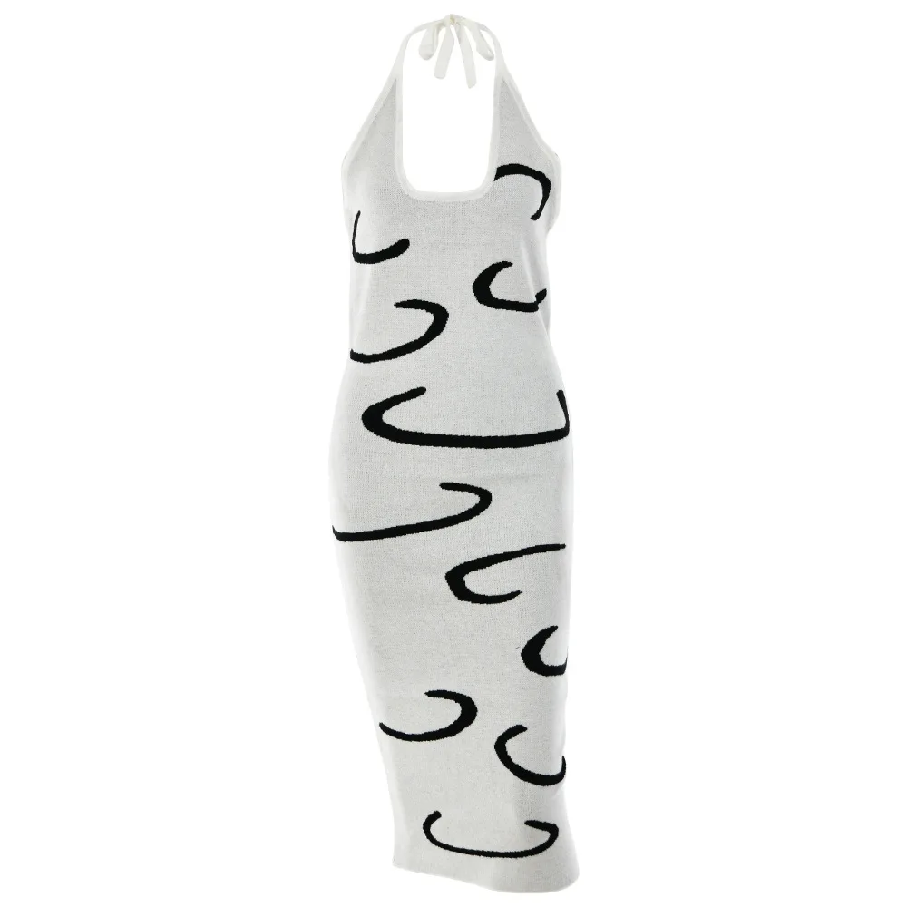 

Bohemian beach style sexy slim halter neck tie-dye woolen dress A-line skirt women