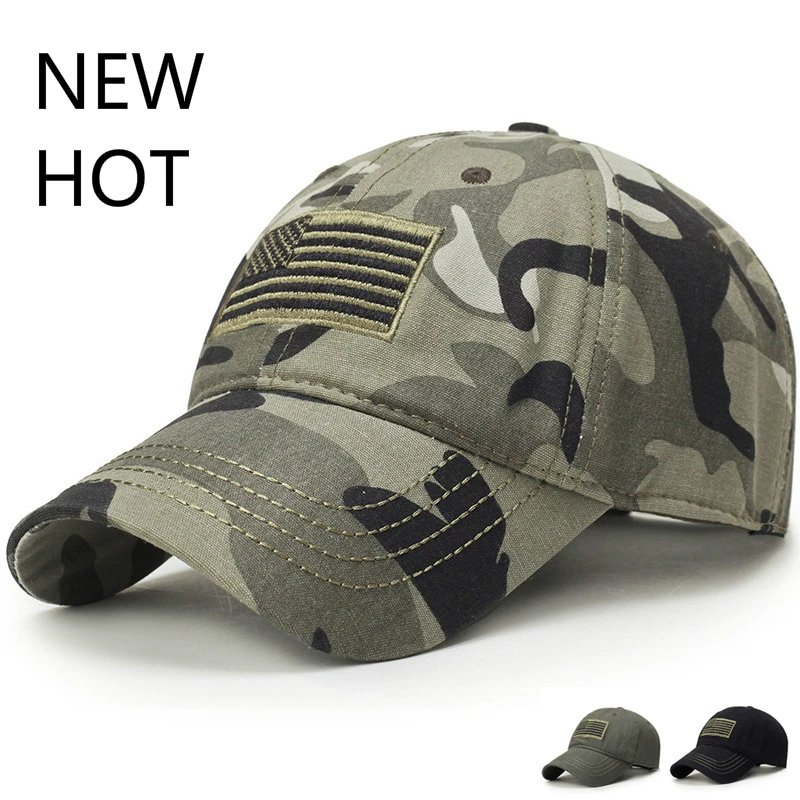 

Кепка-бейсболка Мужская камуфляжная, хлопок, тактическая бейсболка с вышивкой, с флагом США, летняя спортивная
