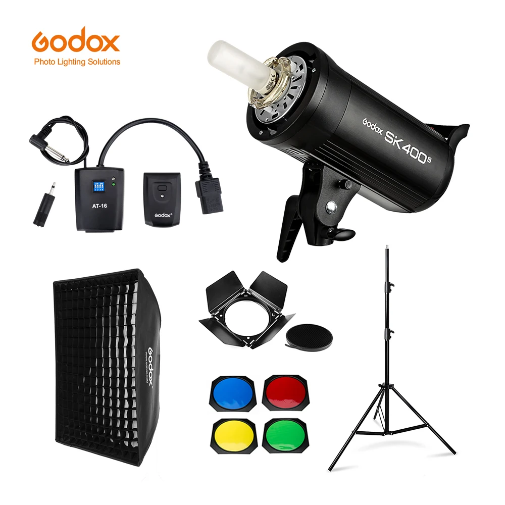 Профессиональный студийный стробоскоп Godox SK400II 400Ws GN65 + 2 8 м светильник ительная