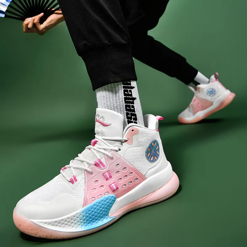 Brand White Pink Men's Professional Basketball Sneakers 2021 Designer Couple Anti-Shock Platform Baskets Shoes Women Trainers