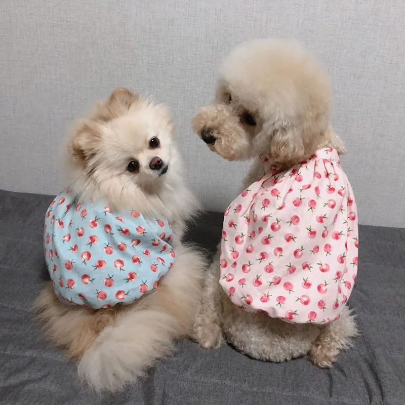 

Summer Autumn Dog Clothes Cute Peach Bubble Skirt Comfortable Breathable Sling Elastic Short Medium Small Pet Clothes Chihuahua