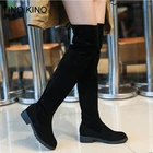 Высокие сапоги из искусственной замши, женская обувь, зимние длинные сапоги выше колена для женщин 2021, сексуальные Нескользящие женские сапоги, модные сапоги