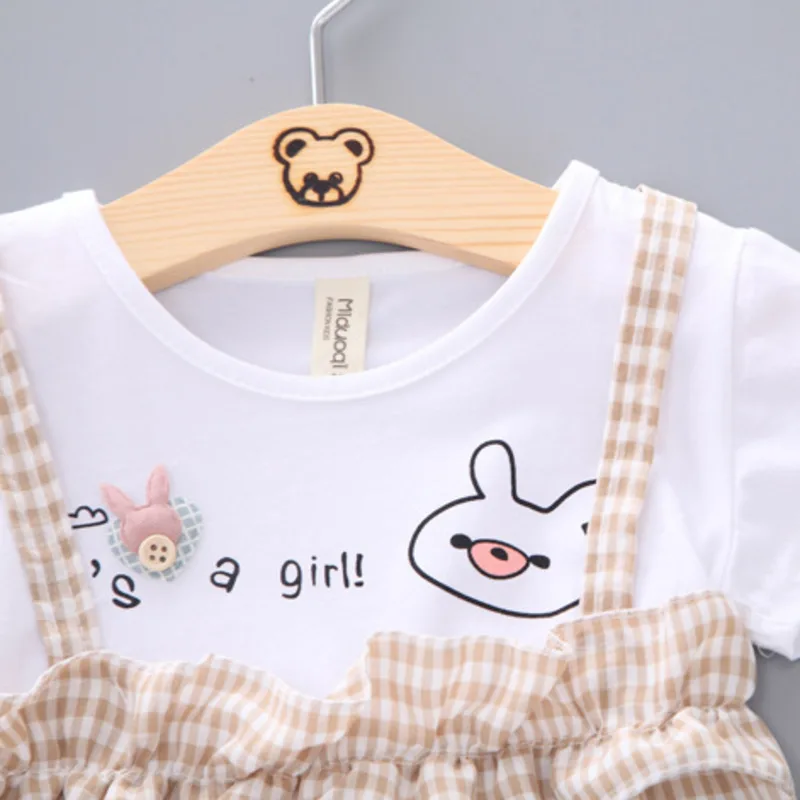 Платье детское хлопковое с коротким рукавом в клетку | Детская одежда и обувь