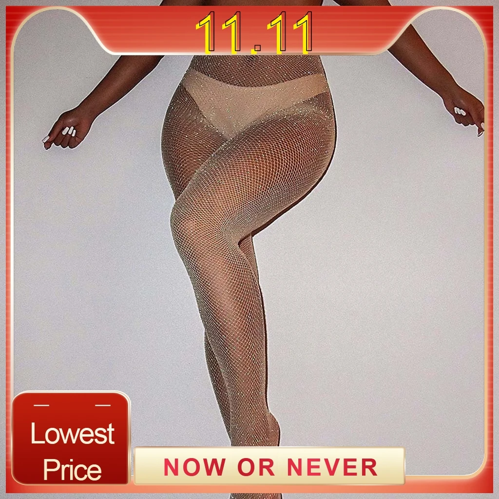 Летние ажурные алмаз колготки Для женщин сексуальная модная блестящая обувь для