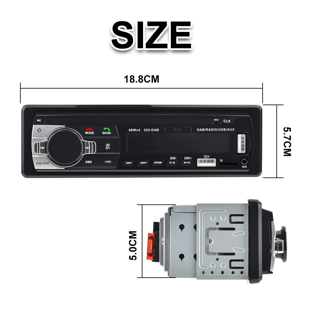 Podofo Dab Radio samochodowe Radio samochodowe Stereo odbiornik FM wejście Aux USB SD USB JSD-520 12V w desce rozdzielczej 1din Bluetooth MP3 odtwarzacz multimedialny 3 Podofo Dab Radio samochodowe Radio samochodowe Stereo odbiornik FM wejście Aux USB SD USB JSD-520 12V w desce rozdzielczej 1din Bluetooth MP3 odtwarzacz multimedialny 3