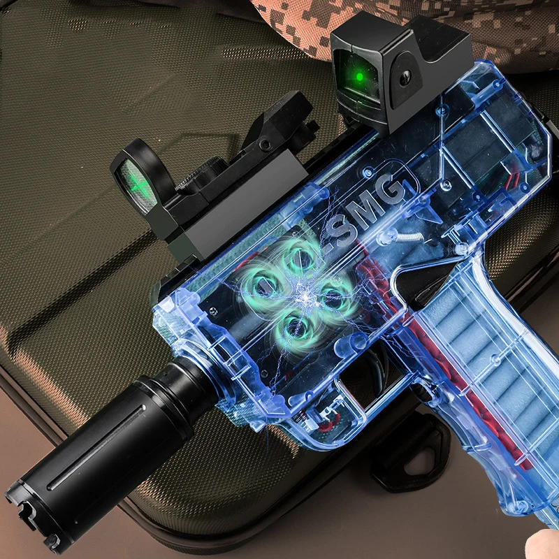 Volante el&eacute;ctrico de r&aacute;faga de alta velocidad para ni&ntilde;os, juguete de seguridad de pistola UZI, juego de disparos de bala suave EVA, interactivo para padres e hijos-3