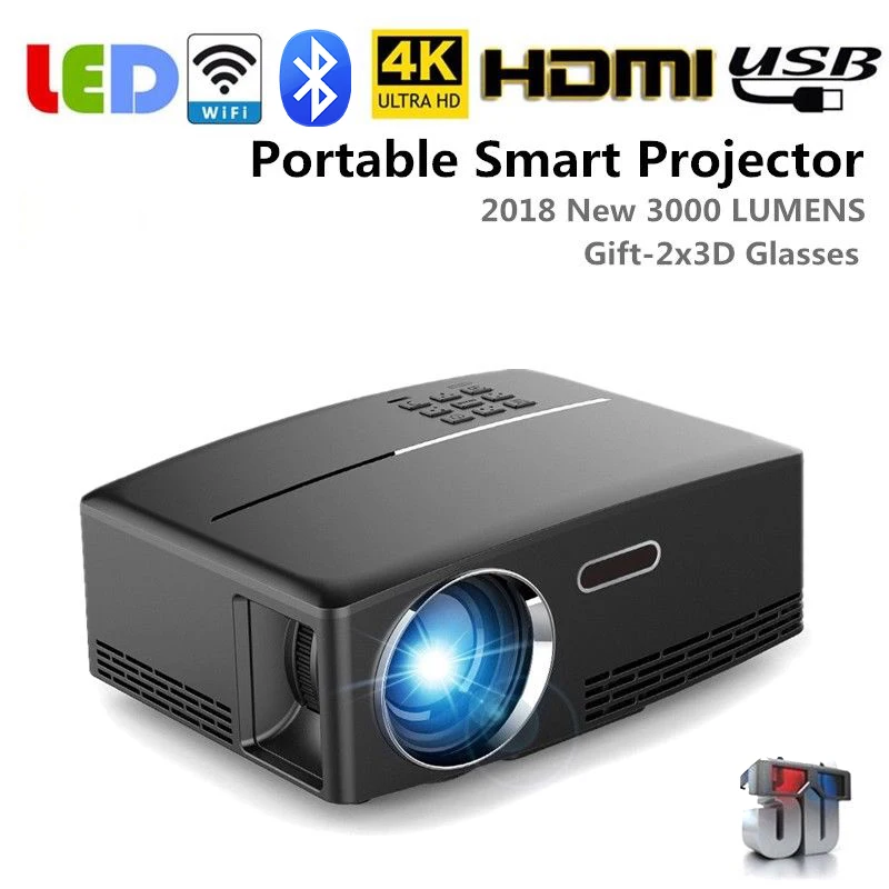 Беспроводной проектор 4K HD 1080P Wi-Fi светодиодный на Android 6 0 Bluetooth HDMI для домашнего