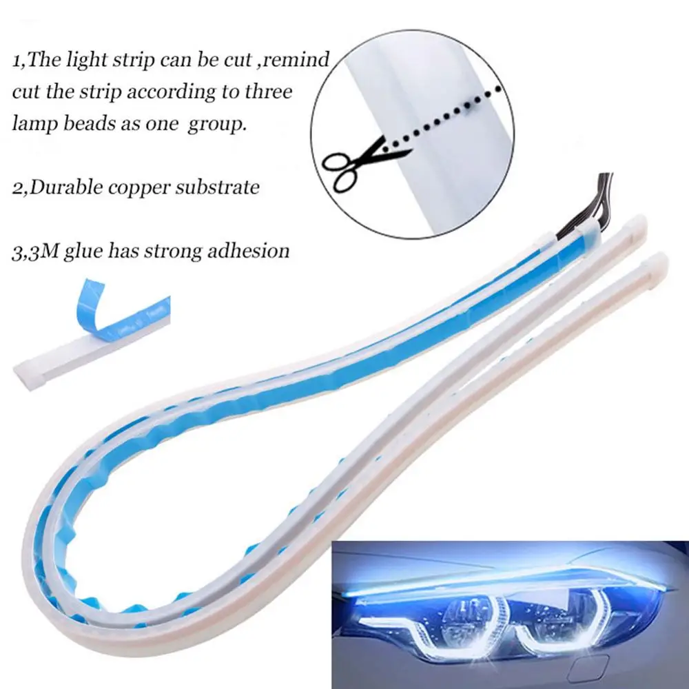 Car Styling Day Time Flowing Light Led DRL Strip Headlight Auto Daytime Running Lamp Accessories Case For Ford wholesale | Автомобили и