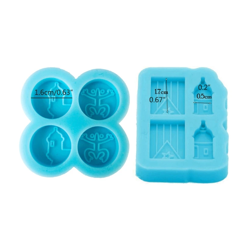 

DIY Flag Frog Round Stud Earrings Silicone Mold Mini Castle Earrings Studs Resin Casting Mold Craft Jewelry Making Tools