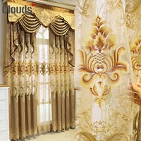 high end curtain european style shading chenille embroidery luxury finished product curtains for living dining room bedroom