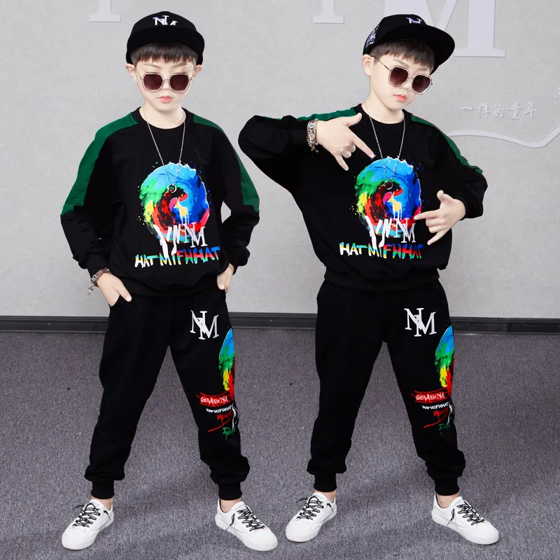 

Спортивный костюм для мальчиков, свитшот с длинным рукавом и штаны, комплект спортивной одежды из 2 предметов, на возраст 4, 6, 8, 9, 12 лет, на осе...