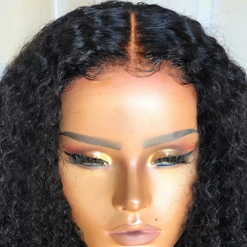 

Jet Black Loose Deep Curly Synthetic Hair Lace Front Wig With Baby Hair Preplucked Heat Resistant Lace Wig For Women