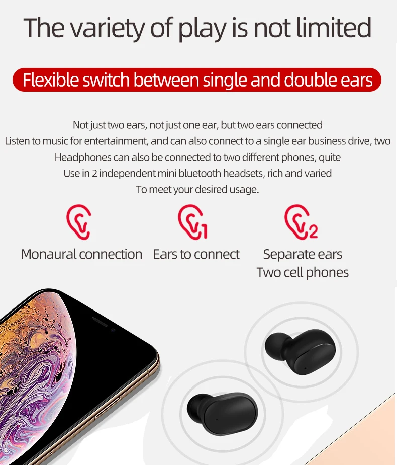 A6S беспроводные наушники TWS для Xiaomi Redmi Airdots, наушники Bluetooth 5,0, наушники с шумоподавлением, микрофон для iPhone, huawei, samsung
