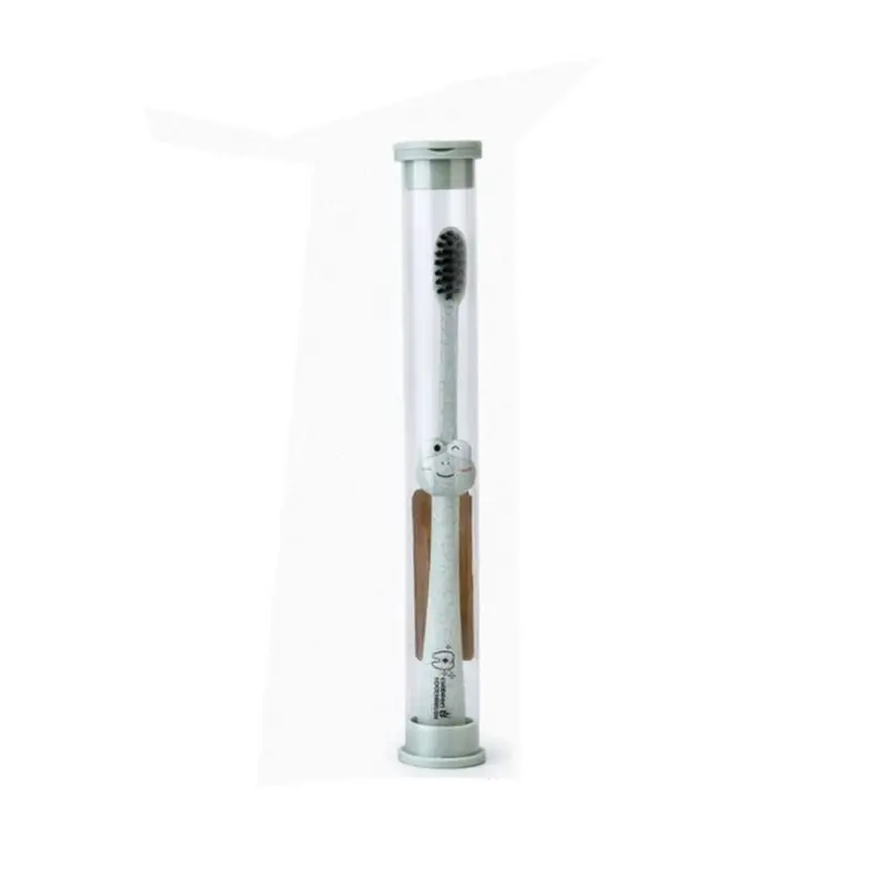 

F62D Children Baby Toothbrush Cartoon Handle Oral Bamboo Charcoal Brush Care Natural Wheat Straw Degradable