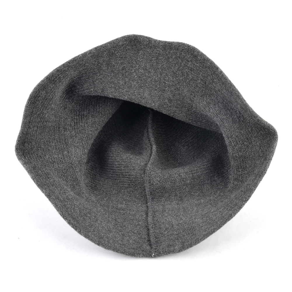 Шляпа от солнца Женская однотонная шерстяная шапка с мягким козырьком винтажная