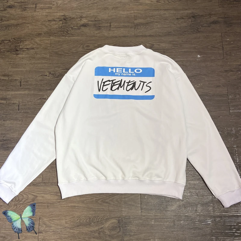 

Hello My Name Is VETEMENTS Letter LOGO Print Pullover Signature VTM Sweatshirt