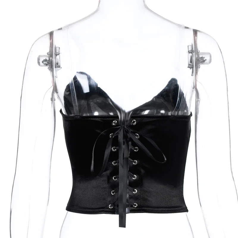 

Women Sexy Tube Top Summer Strapless Slim Fit Bandeau with Back Lace Up Closure Fashion Bustier Corset Clubwear