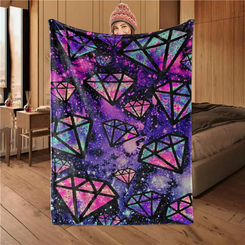 

Soft Comfortable Warm Blanket Winter sherpa Blanket Diamonds Pattern Printed Throw Blanket Quilts Bedding Easy Wsah Home Textile