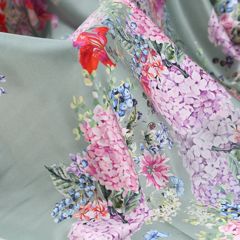 

108cm wide printed chinese silk fabric 19 mm digital inkjet silk stretch satin cloth shirt dress fabric wholesale silk cloth