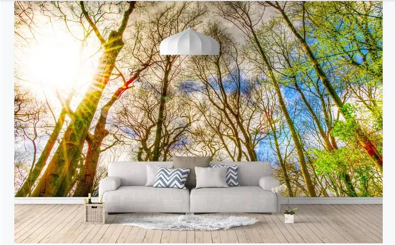 Стереоскопические потолочные обои современные HD с изображением деревьев