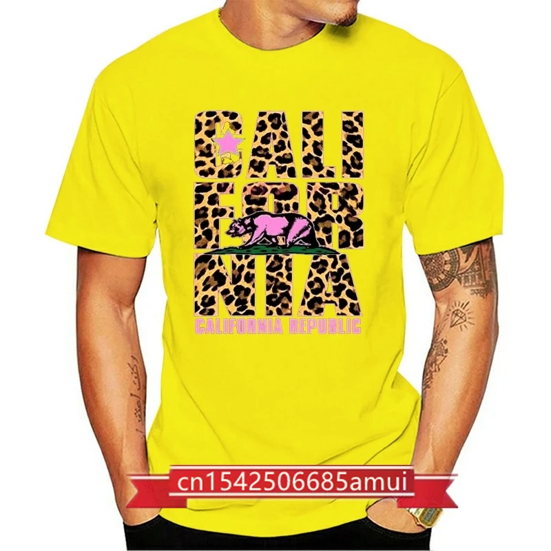 

California Republic Cheetah Youth T-Shirt Leopard Cali Shirts Funny Printing T Shirts Men Short Sleeve T-shirts