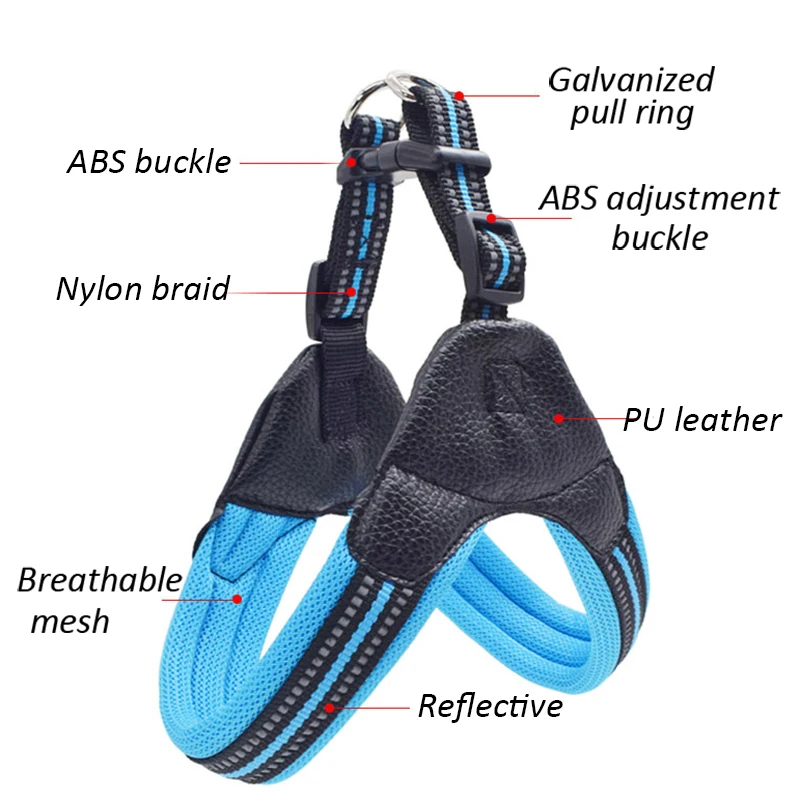 Reflective French Bulldog Pet Harness and Leash Set Cozy Mesh Dog Harnesses for Small Medium Dogs Pets Accessories smycz dla psa | Дом и сад