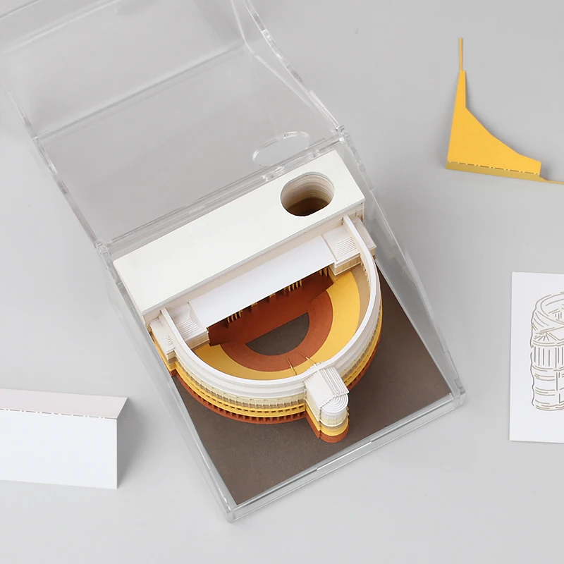 

Omoshiroi Block 3D Sticky Notes DIY Opera House Custom Stickers Logo Acrlic Box School Office Stationery Decorative Party Favors