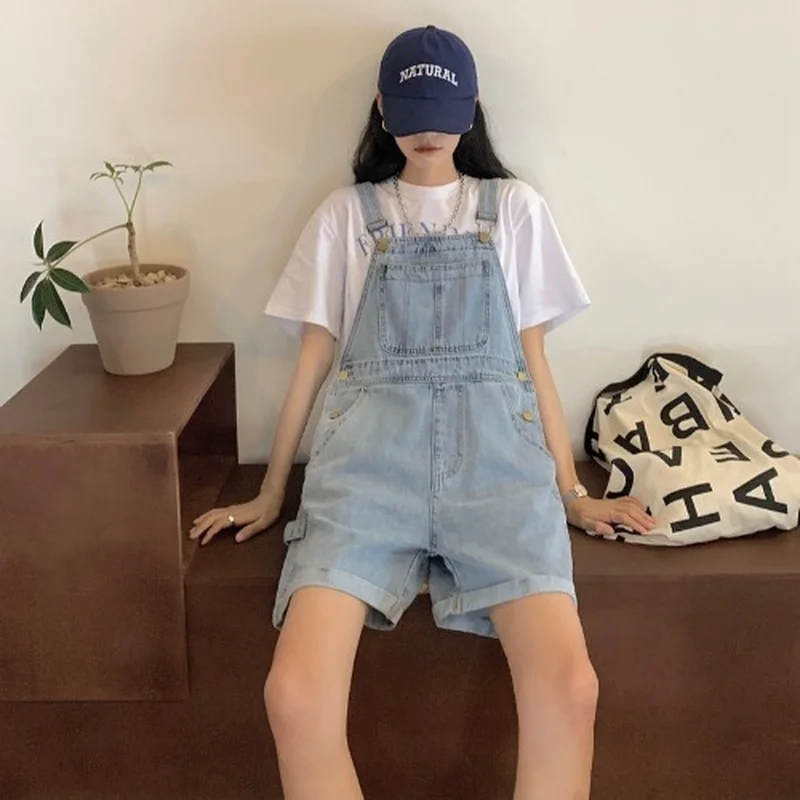 

Donsignet Summer 2021 New High Waist Wide Legs Women Jumpsuits Shorts Loose Straight Pants Jumpsuits for Women